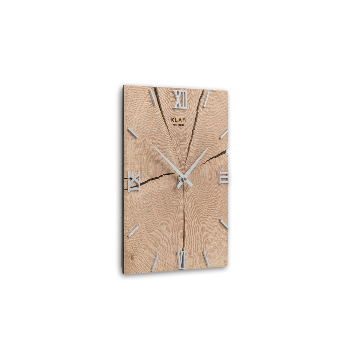 Handgefertigte Quadratische Wanduhr aus Eiche 30 × 30 cm – No. 261 – Detailansicht